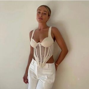 Knit Crochet Cream Corset Top
